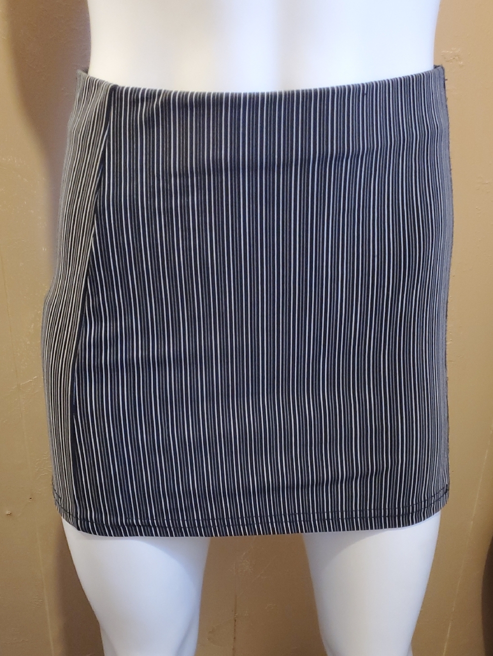 Black & White Striped Mini Skirt - Sleek Fitted Style